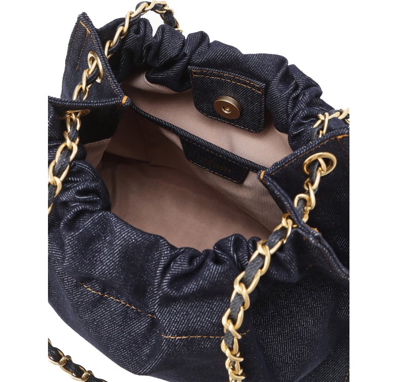 [COCO CHAIN] DENIM DRAWSTRING CHAIN SHOULDER M [demim / Dark denim ] / JABA4F168B2 / JABA4F178B3