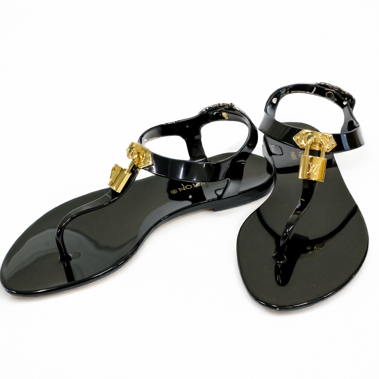 【正規品保証・未使用品】 ビキニライン LV刻印パドロック付 サンダル 35 ブラック レディース 【SD041】 【正規品保証・未使用品】 ビキニライン LV刻印パドロック付 サンダル 35 ブラック レディース 【SD041】