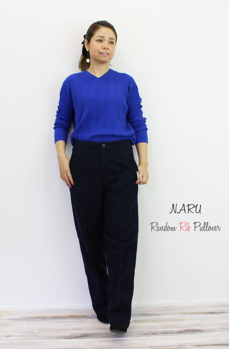 ランダムリブ 前後2wayワイド ニット プルオーバー ニットソー Vネック クルーネック 630700 長袖 トップス レディース セーター アーベン