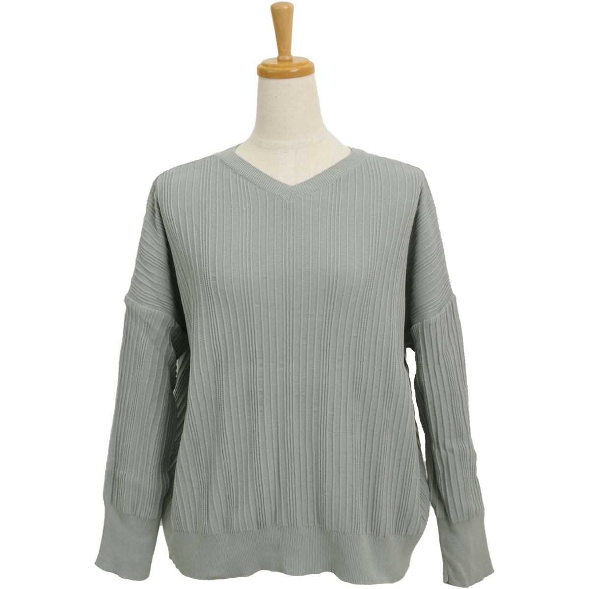 ランダムリブ 前後2wayワイド ニット プルオーバー ニットソー Vネック クルーネック 630700 長袖 トップス レディース セーター アーベン