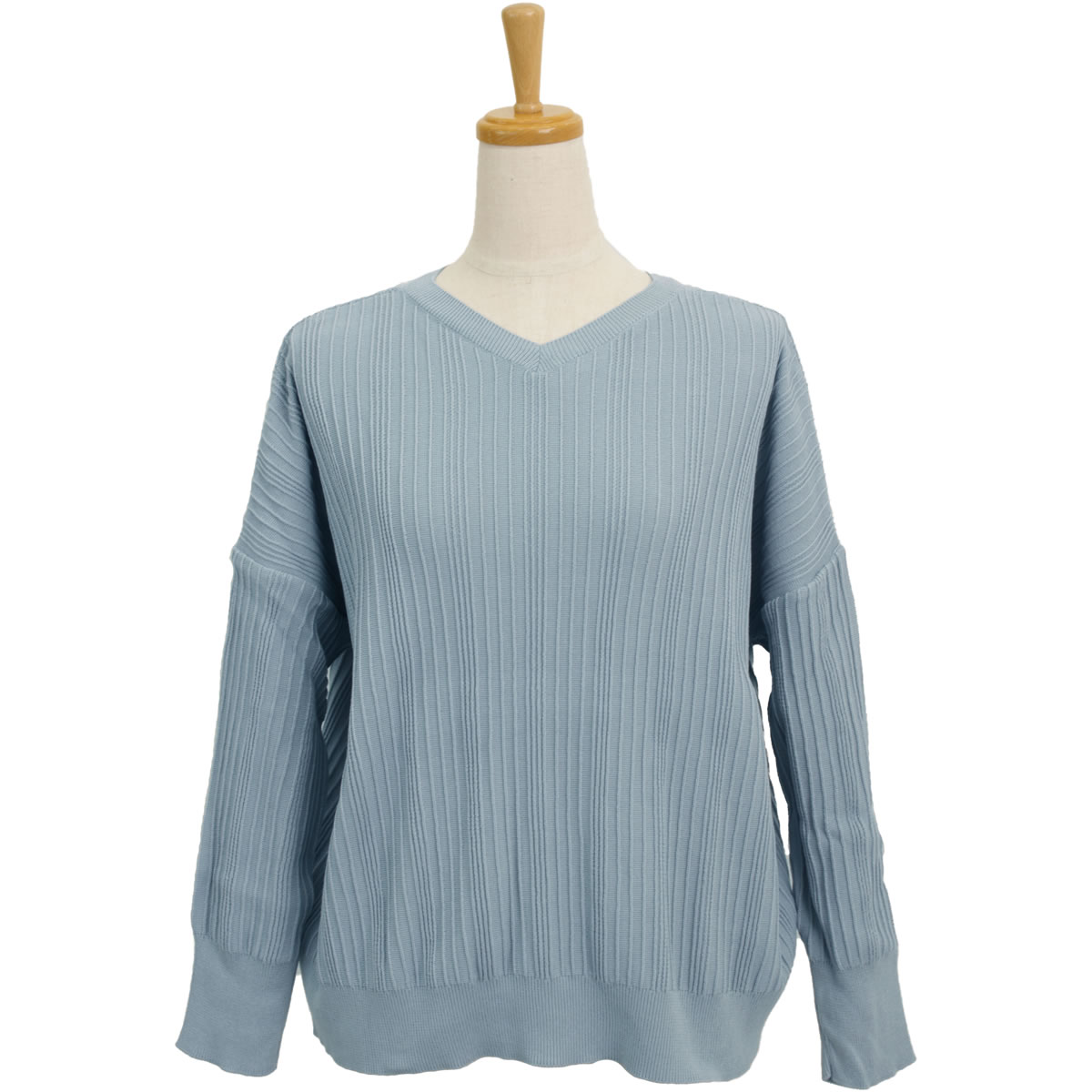 ランダムリブ 前後2wayワイド ニット プルオーバー ニットソー Vネック クルーネック 630700 長袖 トップス レディース セーター アーベン