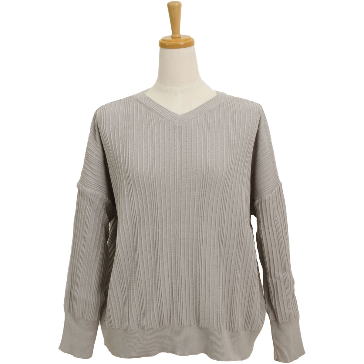 ランダムリブ 前後2wayワイド ニット プルオーバー ニットソー Vネック クルーネック 630700 長袖 トップス レディース セーター アーベン