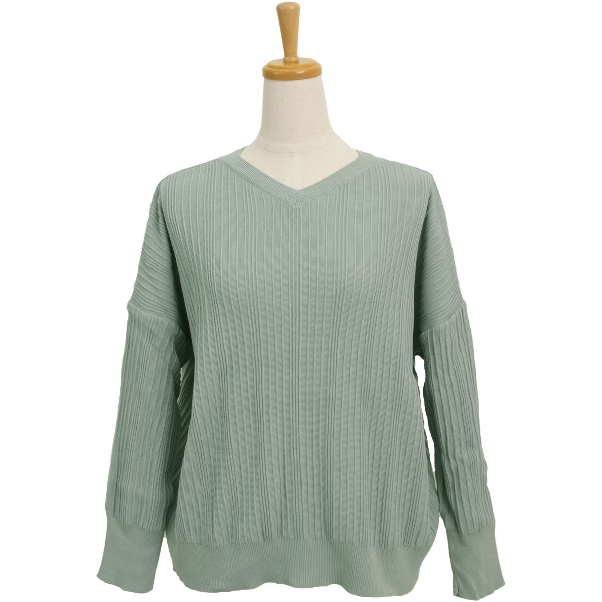 ランダムリブ 前後2wayワイド ニット プルオーバー ニットソー Vネック クルーネック 630700 長袖 トップス レディース セーター アーベン