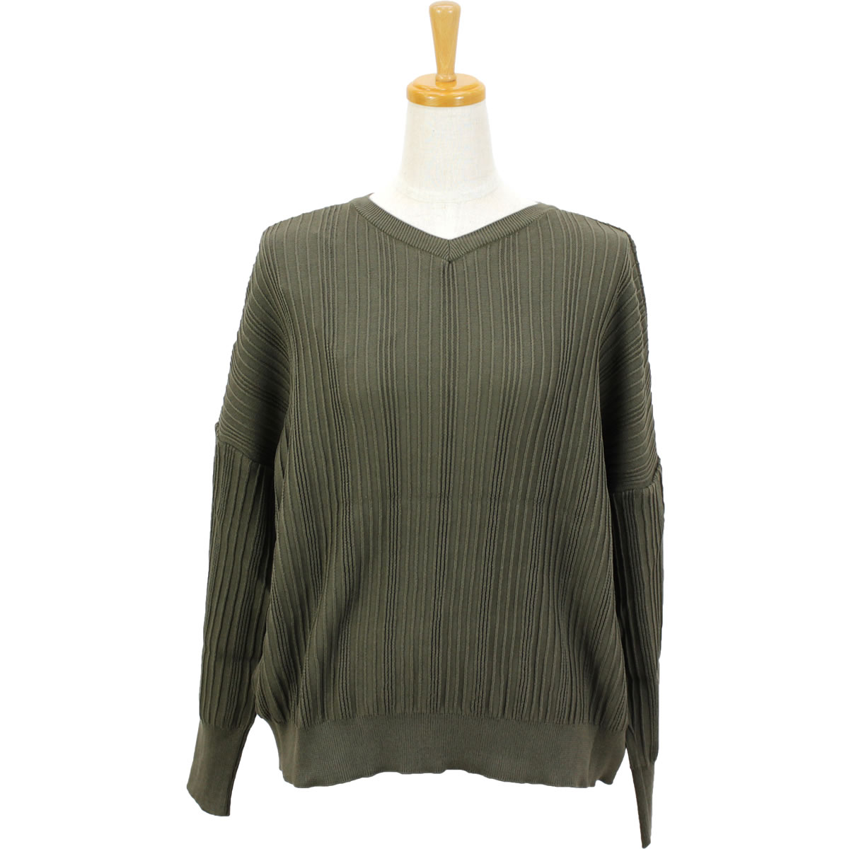 ランダムリブ 前後2wayワイド ニット プルオーバー ニットソー Vネック クルーネック 630700 長袖 トップス レディース セーター アーベン