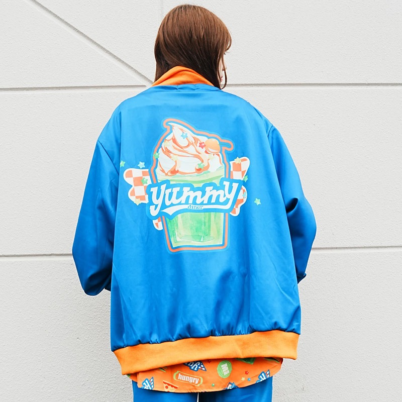 Yummy ジャケット ブルゾン 長袖 ジャージ 原宿 原宿系 ファッション 病み 病みかわ ダーク ポップ デコラ jr-547-128 ブルー Yummy ジャケット ブルゾン 長袖 ジャージ 原宿 原宿系 ファッション 病み 病みかわ ダーク ポップ デコラ jr-547-128 ブルー