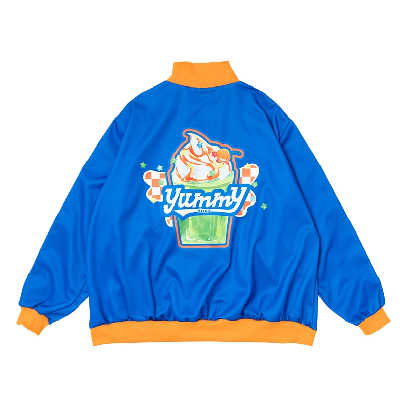Yummy ジャケット ブルゾン 長袖 ジャージ 原宿 原宿系 ファッション 病み 病みかわ ダーク ポップ デコラ jr-547-128 ブルー Yummy ジャケット ブルゾン 長袖 ジャージ 原宿 原宿系 ファッション 病み 病みかわ ダーク ポップ デコラ jr-547-128 ブルー