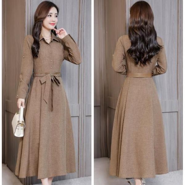 ワンピース レディース シャツワンピース Aライン マキシ丈 ロング 無地 長袖 フレア ワンピース レディース シャツワンピース Aライン マキシ丈 ロング 無地 長袖 フレア