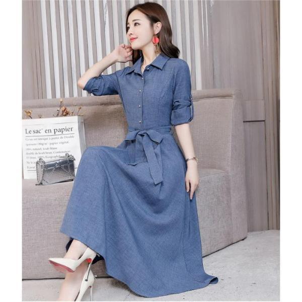 ワンピース レディース シャツワンピース Aライン マキシ丈 ロング 無地 長袖 フレア ワンピース レディース シャツワンピース Aライン マキシ丈 ロング 無地 長袖 フレア