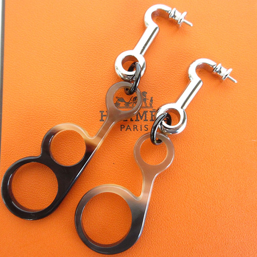 エルメス HERMES ピアス ラプソディ バッファローホーン/メタル ブラウン/シルバー レディース s0674g エルメス HERMES ピアス ラプソディ バッファローホーン/メタル ブラウン/シルバー レディース s0674g