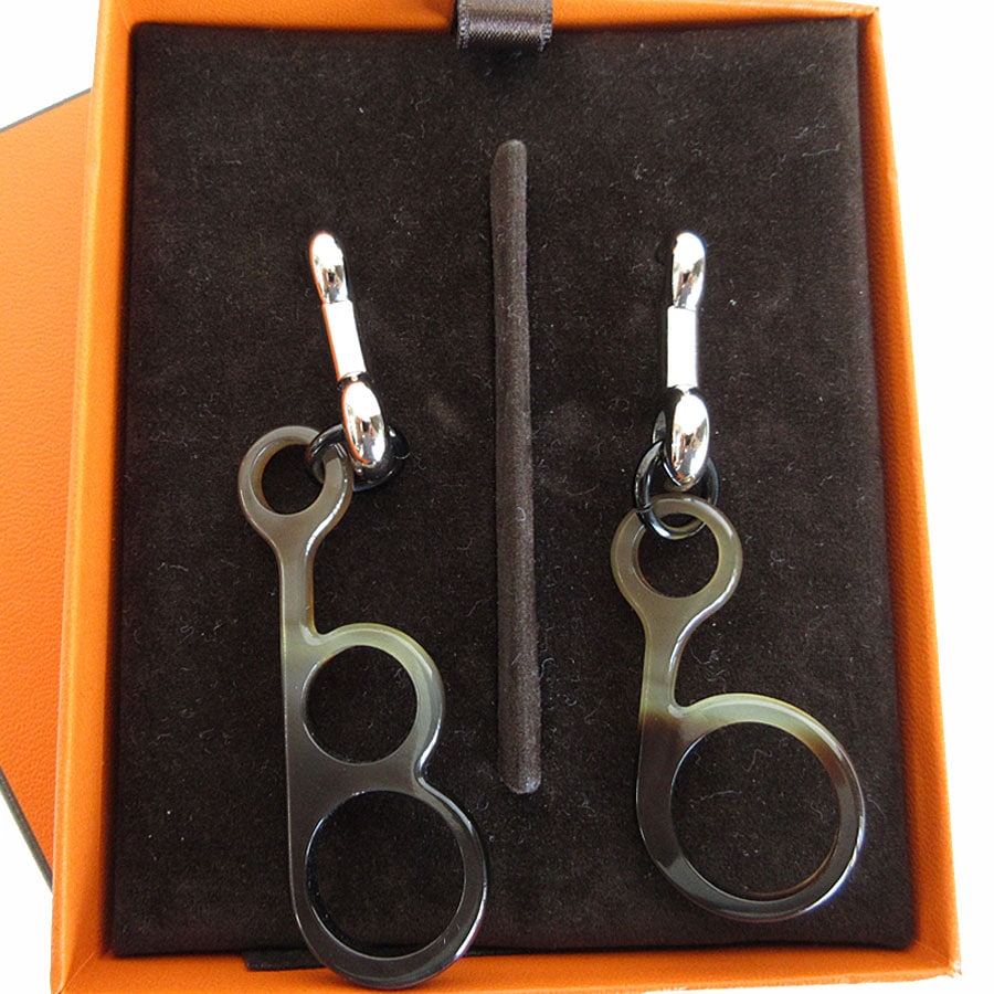 エルメス HERMES ピアス ラプソディ バッファローホーン/メタル ブラウン/シルバー レディース s0674g エルメス HERMES ピアス ラプソディ バッファローホーン/メタル ブラウン/シルバー レディース s0674g