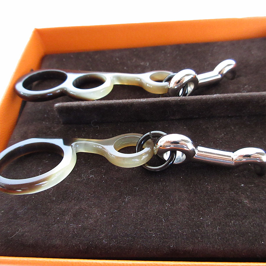 エルメス HERMES ピアス ラプソディ バッファローホーン/メタル ブラウン/シルバー レディース s0674g エルメス HERMES ピアス ラプソディ バッファローホーン/メタル ブラウン/シルバー レディース s0674g