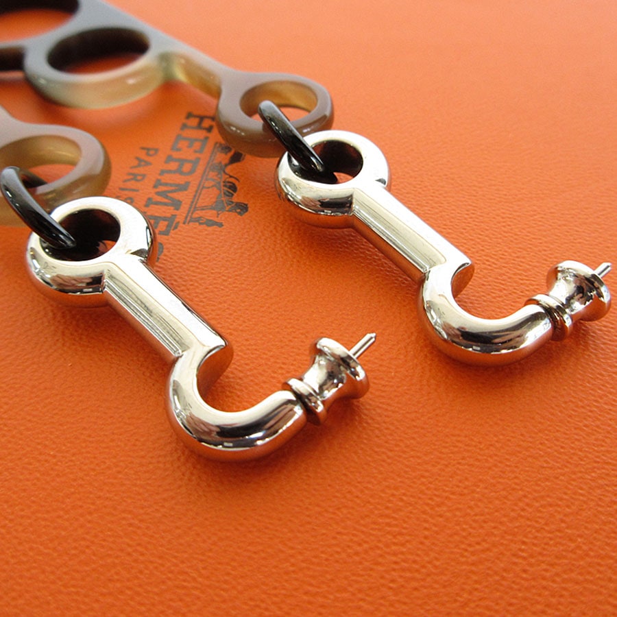 エルメス HERMES ピアス ラプソディ バッファローホーン/メタル ブラウン/シルバー レディース s0674g エルメス HERMES ピアス ラプソディ バッファローホーン/メタル ブラウン/シルバー レディース s0674g