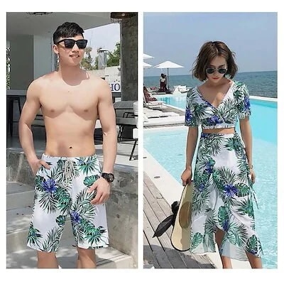 ペアルック水着メンズレディースビキニサーフパンツ海水パンツ海パンビーチパンツハーフパンツハネムーン水