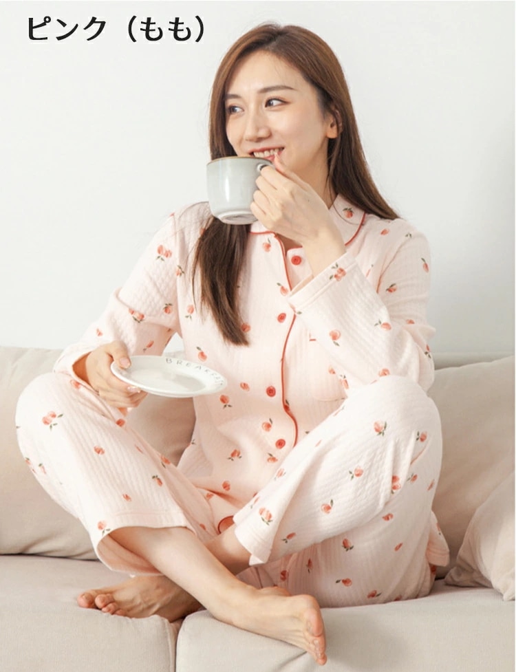 【急速出荷】[激安]綿 ３層構造 パジャマ レディース 綿100% オーガニックコットン ポリエステル 上下セット 暖かい 長袖 冬 秋 パジャマ 前開き 長袖 入院 誕生日 プレゼント 高級 ナイ