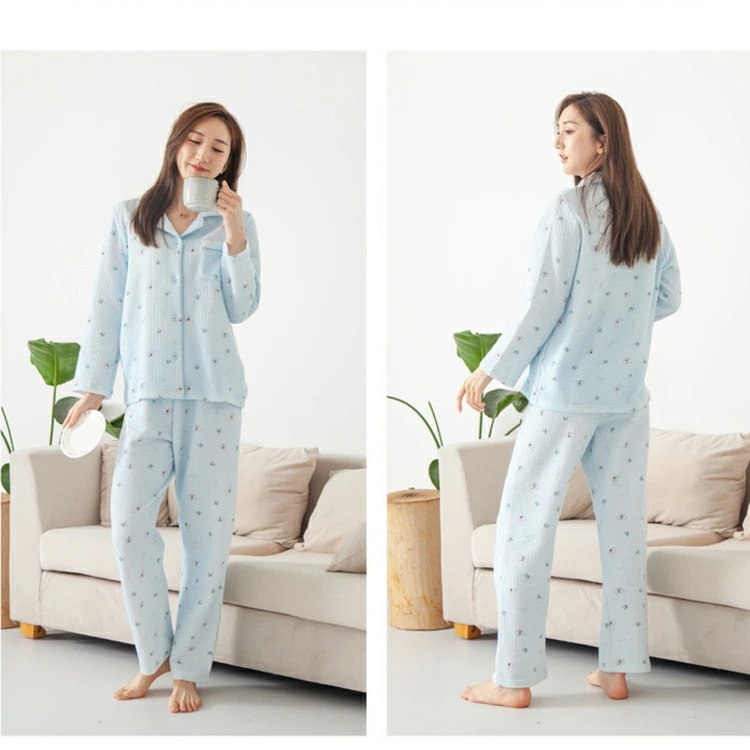 【急速出荷】[激安]綿 ３層構造 パジャマ レディース 綿100% オーガニックコットン ポリエステル 上下セット 暖かい 長袖 冬 秋 パジャマ 前開き 長袖 入院 誕生日 プレゼント 高級 ナイ