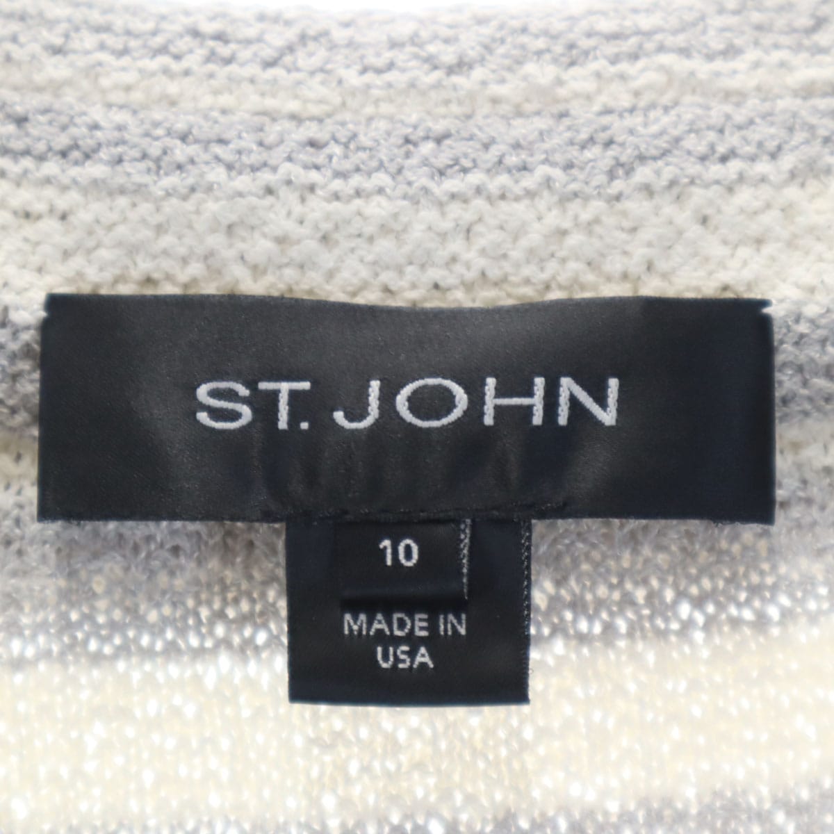 ST.JOHN セントジョン USA製 ボーダー柄 タオル地 テーラードジャケット 上下セットアップ 10/8 アイボリー レディース 古着