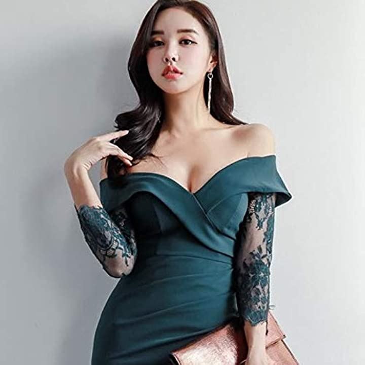 アイラカリラ オフショルダー ワンピース ワイドVカット レーススリーブ クラブドレス 七分袖 タイト レディース ミントグリーン(ミントグリーン, S) アイラカリラ オフショルダー ワンピース ワイドVカット レーススリーブ クラブドレス 七分袖 タイト レディース ミントグリーン(ミントグリーン, S)