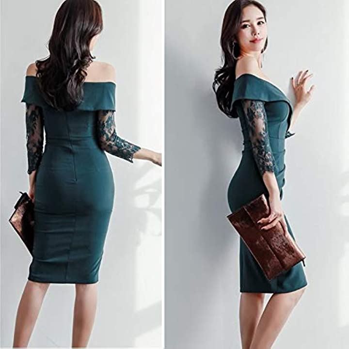 アイラカリラ オフショルダー ワンピース ワイドVカット レーススリーブ クラブドレス 七分袖 タイト レディース ミントグリーン(ミントグリーン, S) アイラカリラ オフショルダー ワンピース ワイドVカット レーススリーブ クラブドレス 七分袖 タイト レディース ミントグリーン(ミントグリーン, S)