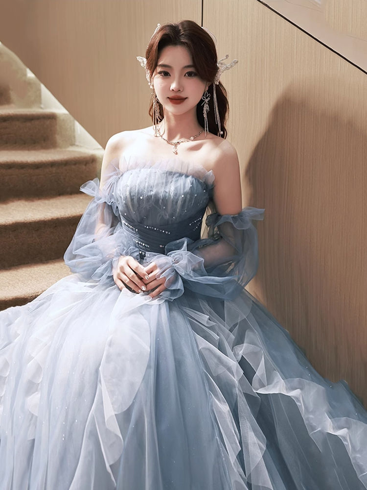 2024 ブルーベルカントソロパフォーマンス衣装学生美術試験ドレス森学部ホスト