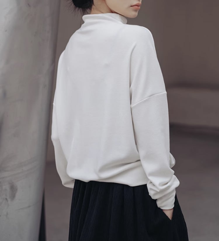 スタンドカラー ステッチ プルオーバー レディース トップス 長袖 ストリート シンプル カジュアル おしゃれ かっこいい 無地 秋 冬 通勤 通学 お出かけ 公園 休日 ショッピング S M L