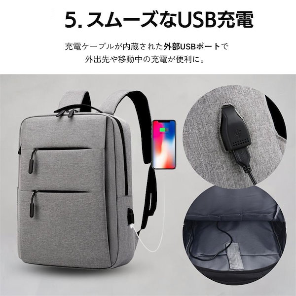 ビジネスリュック 黒 大容量 防水 軽量 USB 充電ポート シンプル 新品