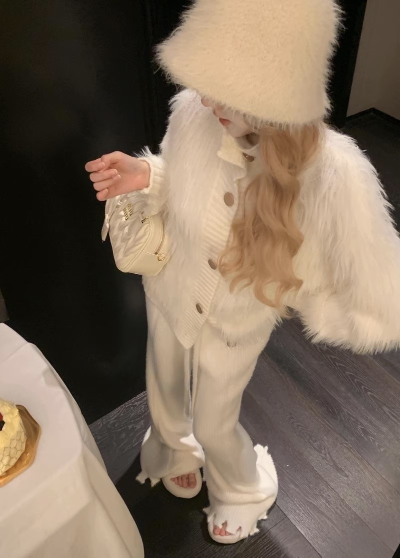 シャギーニットカーディガン レディース トップス ニット シャギーニット 羽織り カーディガン ハイネック 可愛い a5055