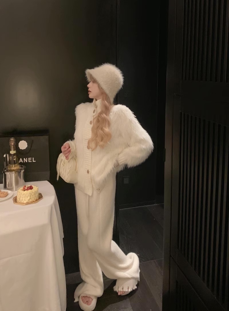 シャギーニットカーディガン レディース トップス ニット シャギーニット 羽織り カーディガン ハイネック 可愛い a5055