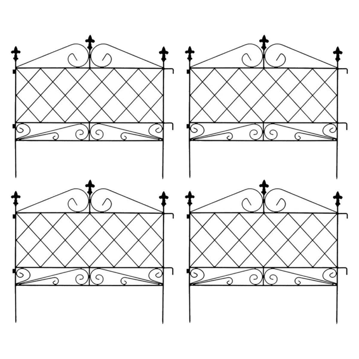 フェンス アプローチローフェンス 4枚組 ガーデンフェンス アイアン 柵 園芸 エクステリア 雑貨 花壇 庭 ベランダ バルコニー ガーデニング アイアンガーデンフェンス トレリス
