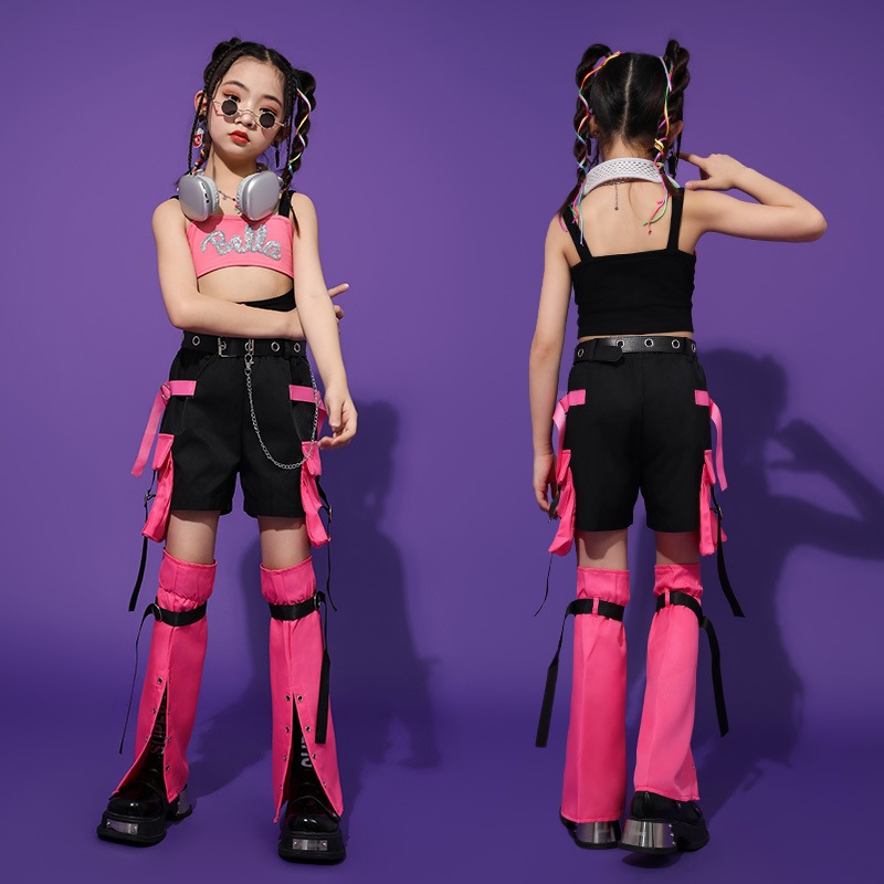 ジャズダンスコスチューム子供用ストリートダンスクールでハンサムな女の子トレンディな衣類ヒップホップストリートショー衣類 ジャズダンスコスチューム子供用ストリートダンスクールでハンサムな女の子トレンディな衣類ヒップホップストリートショー衣類