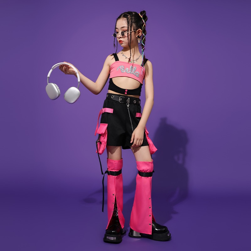 ジャズダンスコスチューム子供用ストリートダンスクールでハンサムな女の子トレンディな衣類ヒップホップストリートショー衣類 ジャズダンスコスチューム子供用ストリートダンスクールでハンサムな女の子トレンディな衣類ヒップホップストリートショー衣類