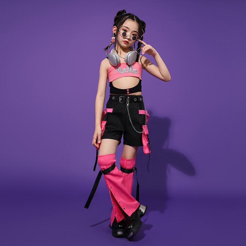 ジャズダンスコスチューム子供用ストリートダンスクールでハンサムな女の子トレンディな衣類ヒップホップストリートショー衣類 ジャズダンスコスチューム子供用ストリートダンスクールでハンサムな女の子トレンディな衣類ヒップホップストリートショー衣類