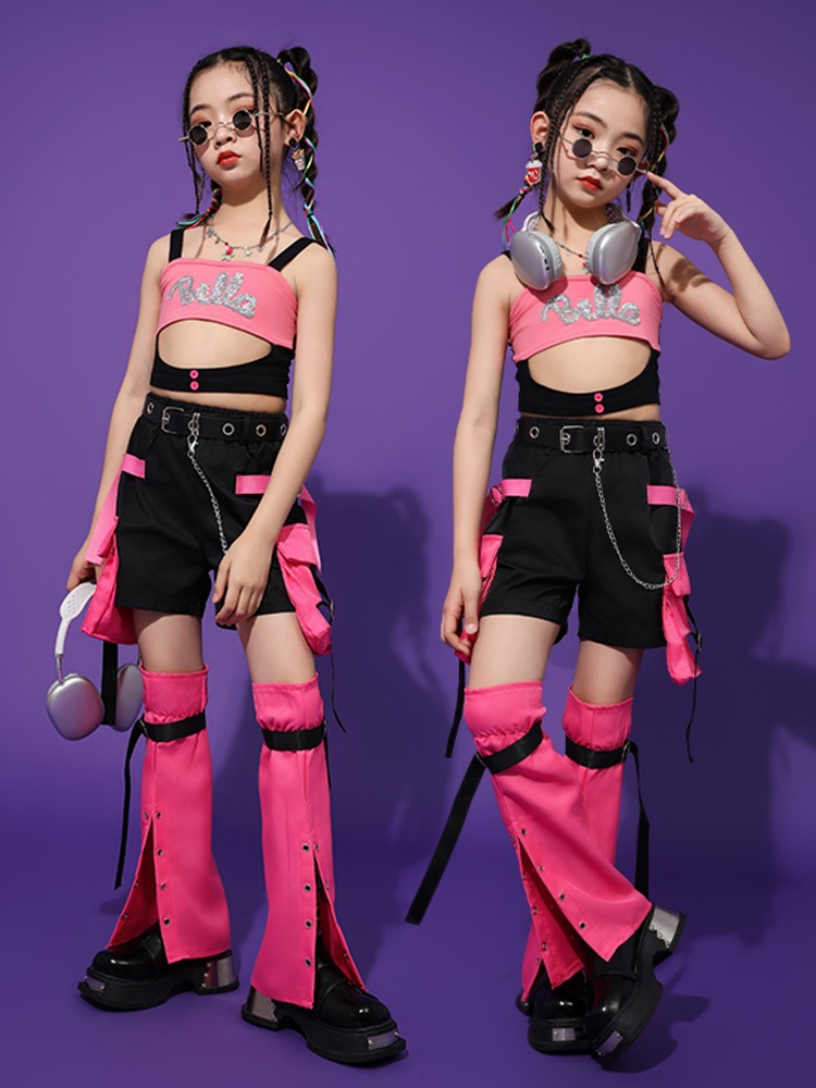ジャズダンスコスチューム子供用ストリートダンスクールでハンサムな女の子トレンディな衣類ヒップホップストリートショー衣類 ジャズダンスコスチューム子供用ストリートダンスクールでハンサムな女の子トレンディな衣類ヒップホップストリートショー衣類