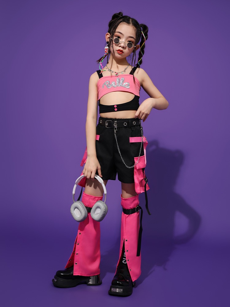 ジャズダンスコスチューム子供用ストリートダンスクールでハンサムな女の子トレンディな衣類ヒップホップストリートショー衣類 ジャズダンスコスチューム子供用ストリートダンスクールでハンサムな女の子トレンディな衣類ヒップホップストリートショー衣類