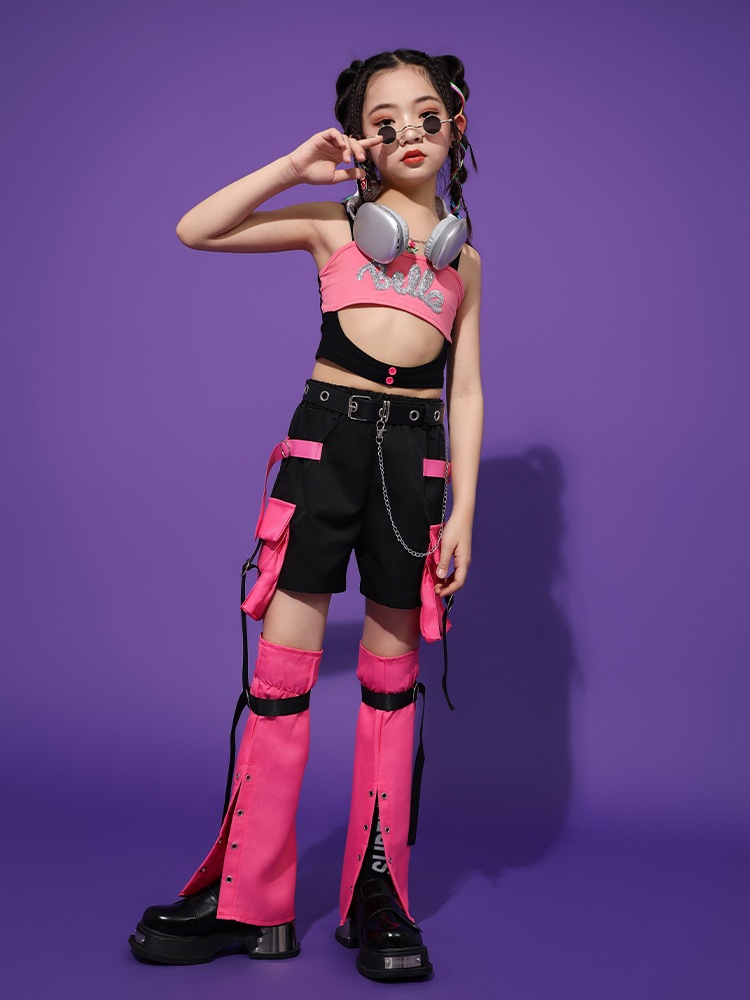 ジャズダンスコスチューム子供用ストリートダンスクールでハンサムな女の子トレンディな衣類ヒップホップストリートショー衣類 ジャズダンスコスチューム子供用ストリートダンスクールでハンサムな女の子トレンディな衣類ヒップホップストリートショー衣類