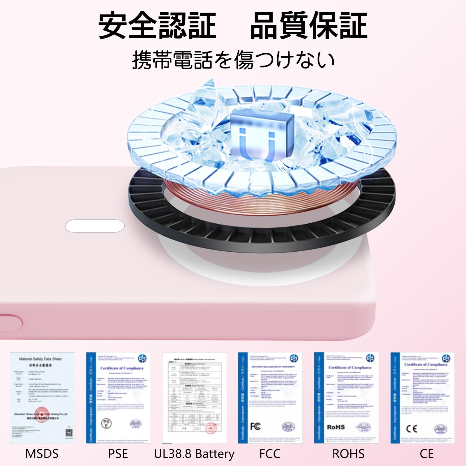 LUCKYDUO モバイルバッテリー magsafe 10000mAh 大容量 急速充電 マグネット ワイヤレス モバイルバッテリー 軽量 小型 薄型 折りたたみ式スタンド 【15W ワイヤレス充電/