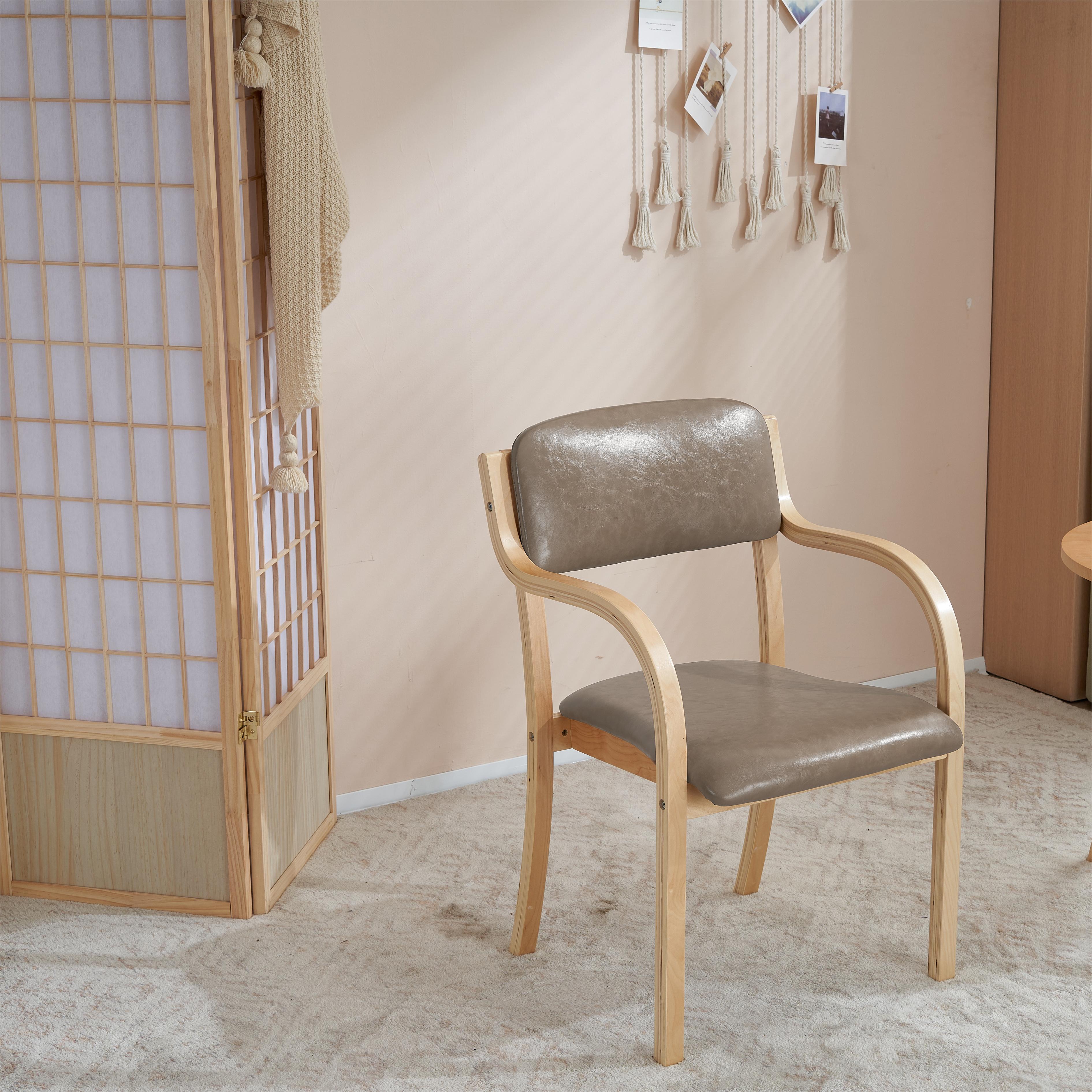 457【目玉新作】 【2脚】 PU ライトブラウン　 ダイ ニングチェア 木製 椅子 介護チェア イス チェア