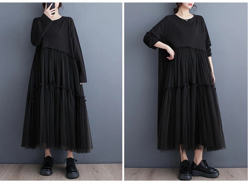 Qoo10] マキシワンピース 黒ワンピース ロングワ