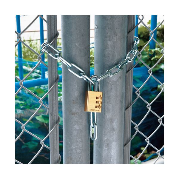 （まとめ）清水 ダイヤル式南京錠チェーンセット 鉄製 60cm 09385006 1セット 5セット