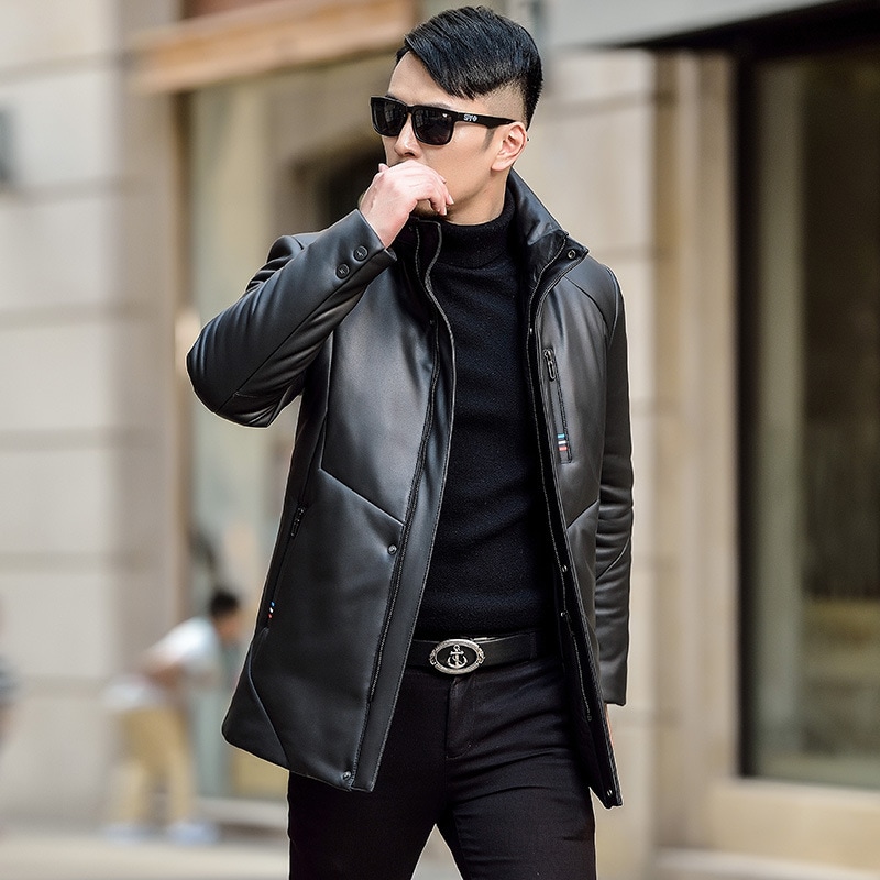 海寧革ニューレザーダウンジャケットレギュラー冬ジッパー冬スタイル9022