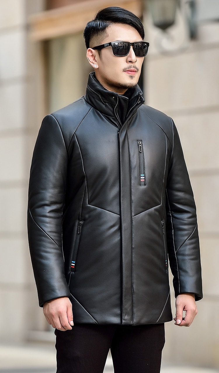 海寧革ニューレザーダウンジャケットレギュラー冬ジッパー冬スタイル9022