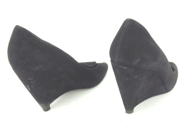 パンプス シューズ 靴 オープントゥ 35 ウエッジソール ブラック 中古 パンプス シューズ 靴 オープントゥ 35 ウエッジソール ブラック 中古