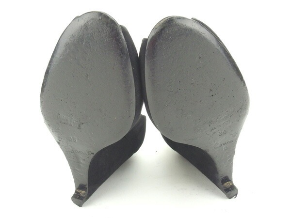 パンプス シューズ 靴 オープントゥ 35 ウエッジソール ブラック 中古 パンプス シューズ 靴 オープントゥ 35 ウエッジソール ブラック 中古