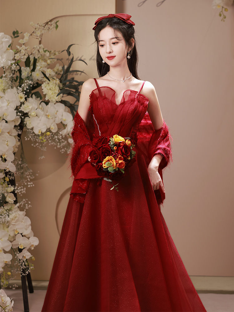ウェア花嫁結婚婚約2024風成人式イブニングドレスベールスカートレディース
