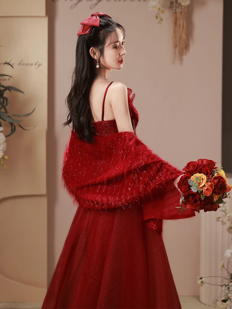 ウェア花嫁結婚婚約2024風成人式イブニングドレスベールスカートレディース