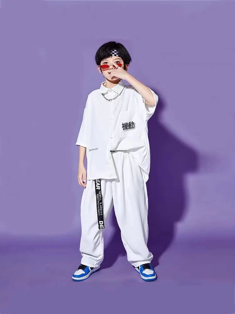 【1673人コレクション】ストリートダンス子供ファッション男の子夏ヒップホップ衣装クールな女の子ジャズダンス服セットショー衣装薄い