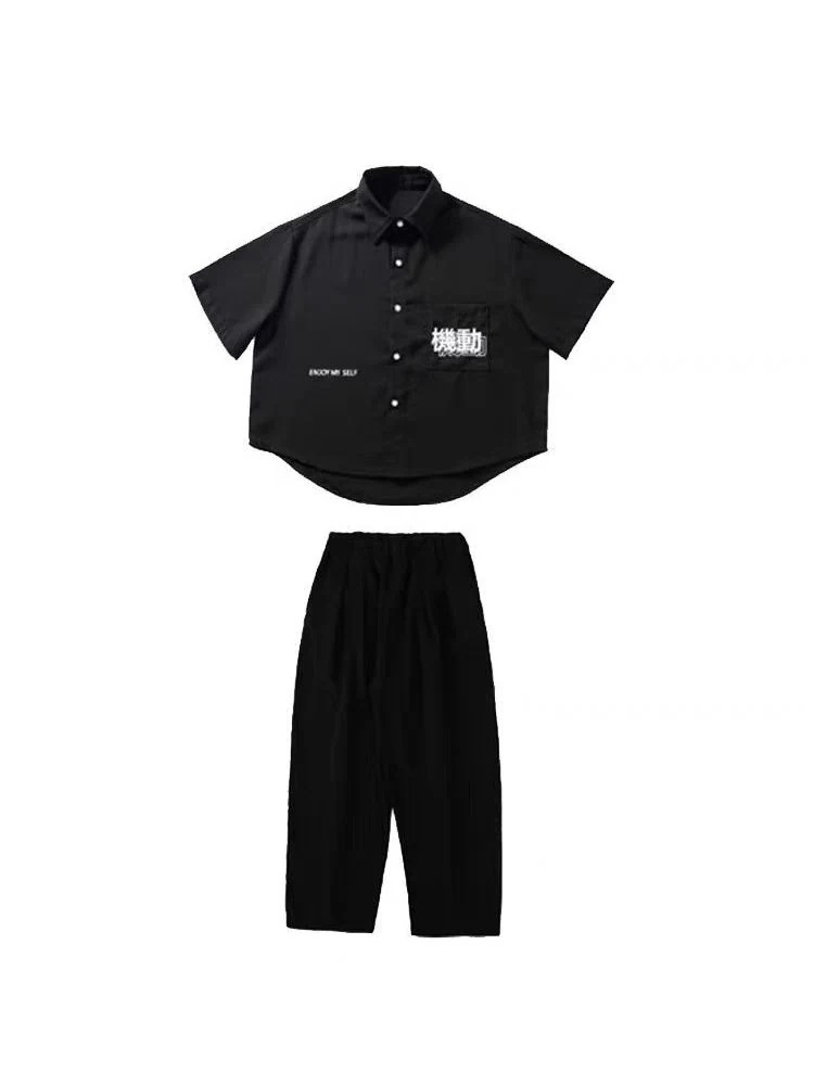 【1673人コレクション】ストリートダンス子供ファッション男の子夏ヒップホップ衣装クールな女の子ジャズダンス服セットショー衣装薄い