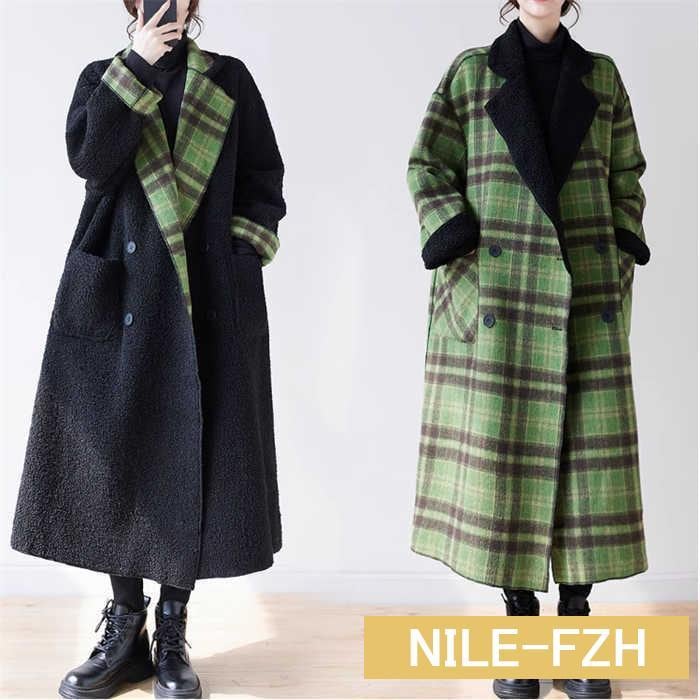 コート ロングコート レディース チェック柄 リバーシブル 裏ボア 裏起毛 厚手 ロング 切り替え カジュアル ボア アウター 前開き ボタン レトロ 新作 秋 冬 長 コート ロングコート レディース チェック柄 リバーシブル 裏ボア 裏起毛 厚手 ロング 切り替え カジュアル ボア アウター 前開き ボタン レトロ 新作 秋 冬 長