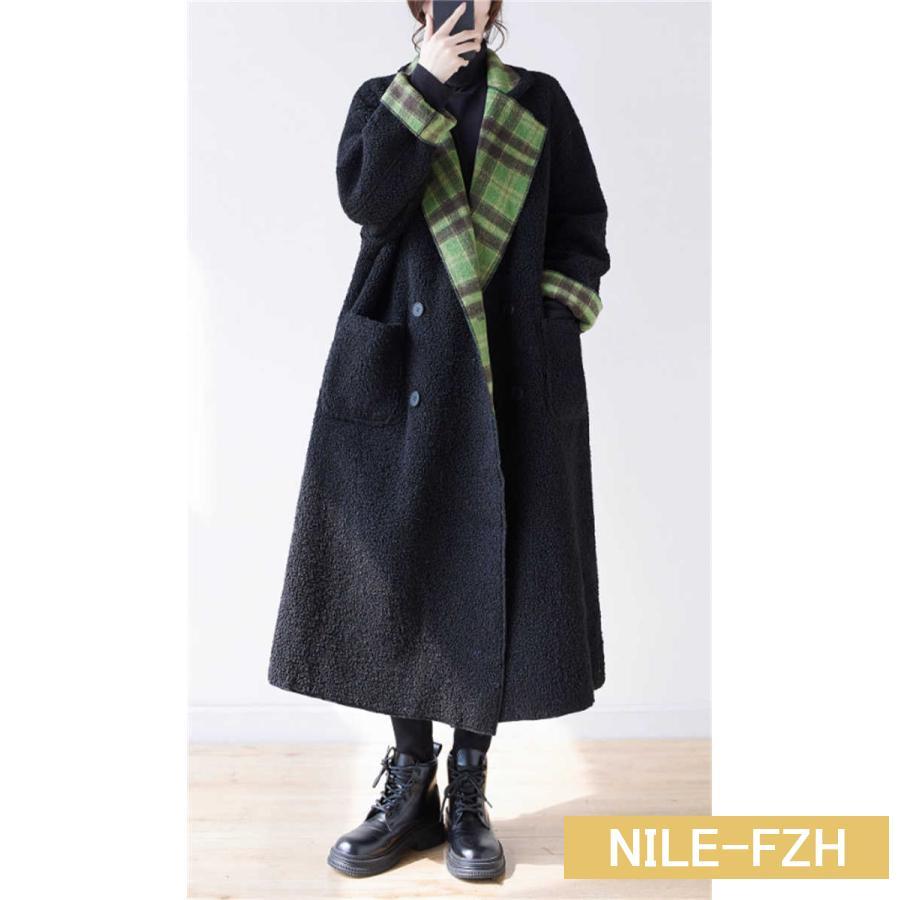 コート ロングコート レディース チェック柄 リバーシブル 裏ボア 裏起毛 厚手 ロング 切り替え カジュアル ボア アウター 前開き ボタン レトロ 新作 秋 冬 長 コート ロングコート レディース チェック柄 リバーシブル 裏ボア 裏起毛 厚手 ロング 切り替え カジュアル ボア アウター 前開き ボタン レトロ 新作 秋 冬 長