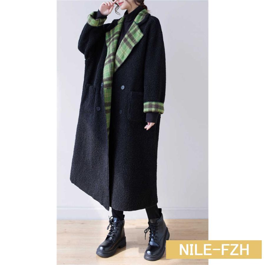 コート ロングコート レディース チェック柄 リバーシブル 裏ボア 裏起毛 厚手 ロング 切り替え カジュアル ボア アウター 前開き ボタン レトロ 新作 秋 冬 長 コート ロングコート レディース チェック柄 リバーシブル 裏ボア 裏起毛 厚手 ロング 切り替え カジュアル ボア アウター 前開き ボタン レトロ 新作 秋 冬 長