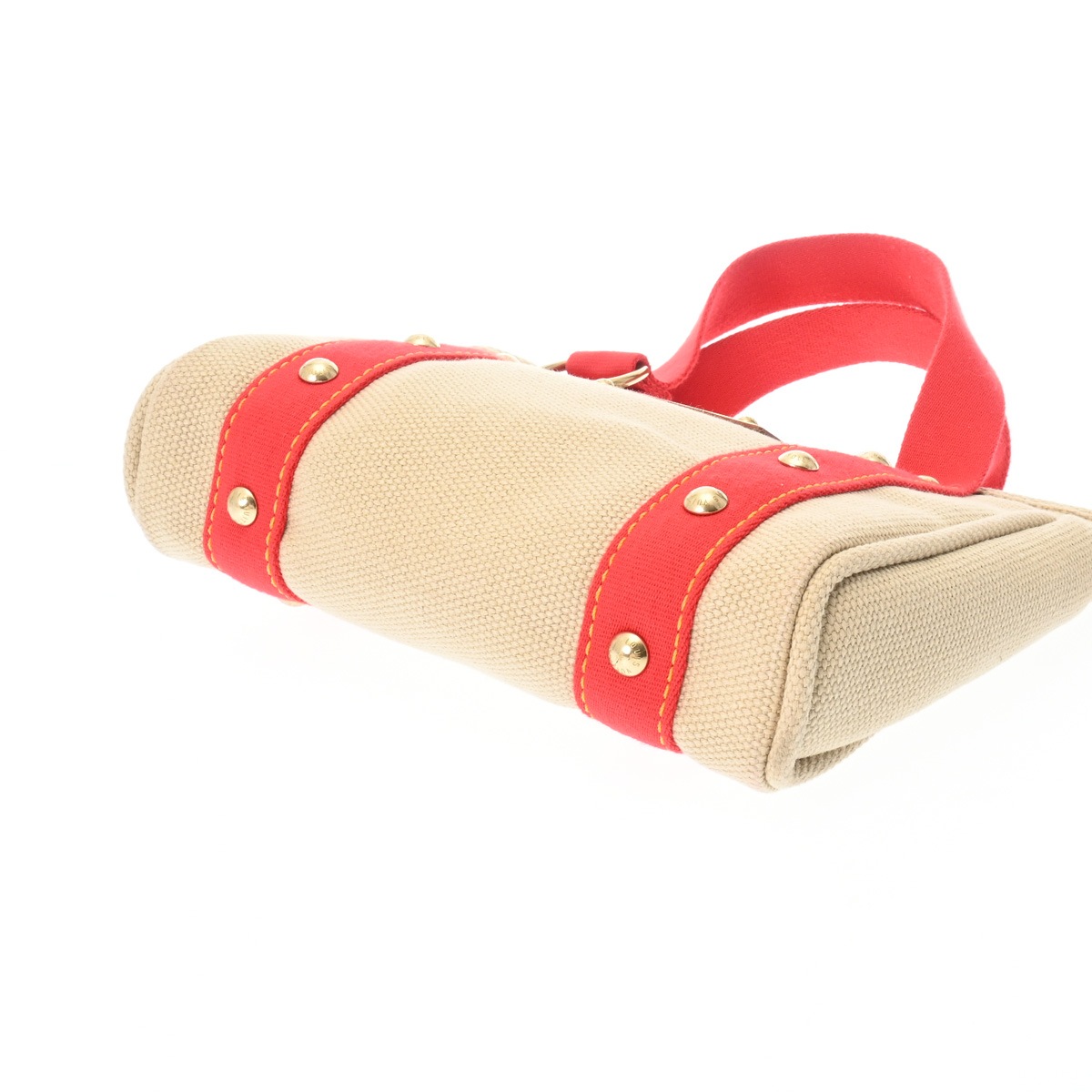 アンティグア カバ PM ベージュ レッド M40038 レディース コットンキャンバス ハンドバッグ ABランク 中古 銀蔵